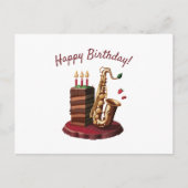 Saxaphone Chocolate Birthday Cake Postkarte (Vorderseite)