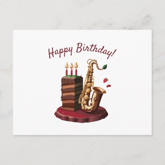 Saxaphone Chocolate Birthday Cake Postkarte (Vorderseite)