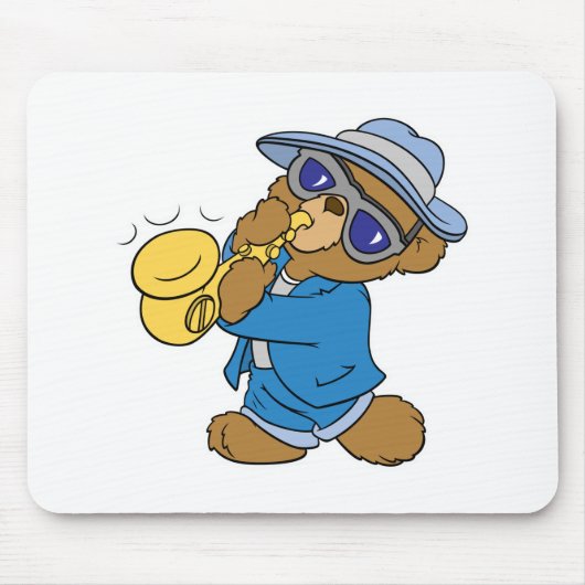Saxaphone Jazz Blues Bear Mousepad (Vorne)