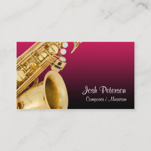 Saxaphone Red Gradient Business Card Visitenkarte