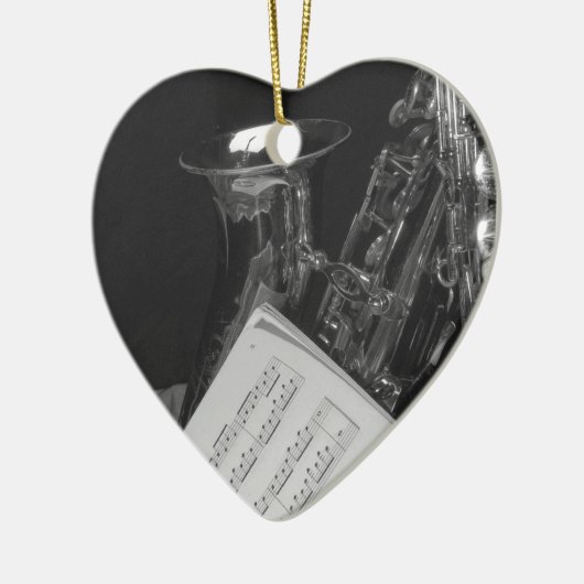 Saxaphone und Noten Keramikornament (Links)