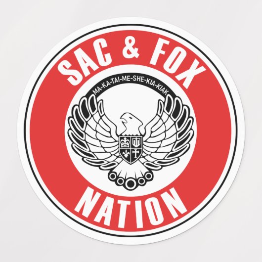 saxfox flagamerican native usa ethnische Symbol in Etiketten (Design 2)