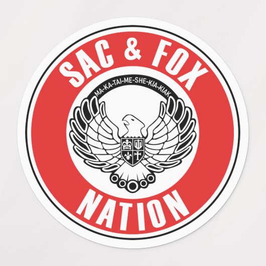 saxfox flagamerican native usa ethnische Symbol in Etiketten (Design 1)