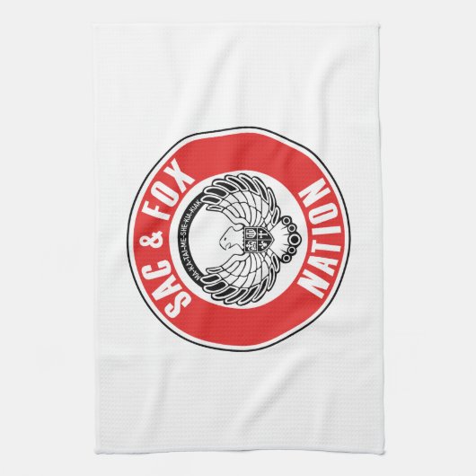 saxfox flagamerican native usa ethnische Symbol in Geschirrtuch (Vertikal)