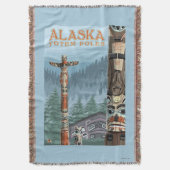 Saxman Totem-Dorf-Vintages Reise-Plakat Decke (Vorderseite Vertikal)