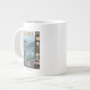 Saxman Totem Village Vintage Reiseplan Jumbo-Tasse