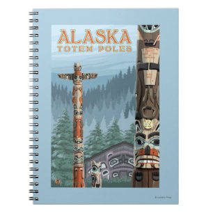 Saxman Totem Village Vintage Travel Poster Notizblock