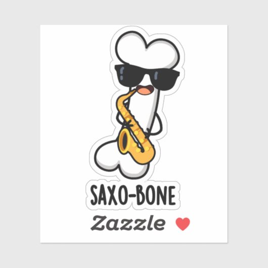 Saxo-bone Funny Bone Funny Music Pun Aufkleber (Blatt)