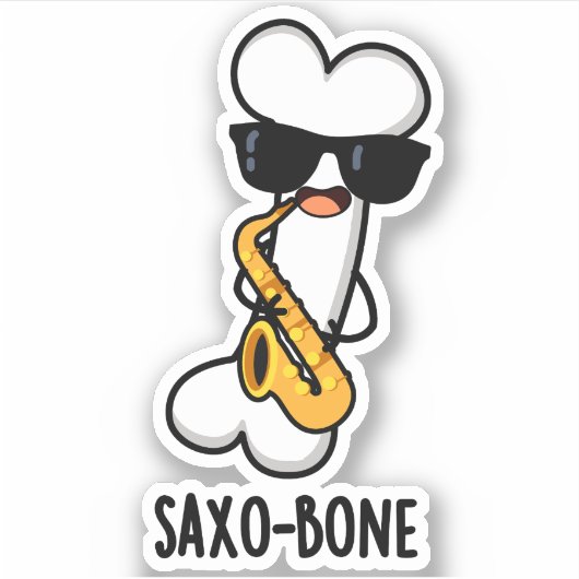 Saxo-bone Funny Bone Funny Music Pun Aufkleber (Vorderseite)