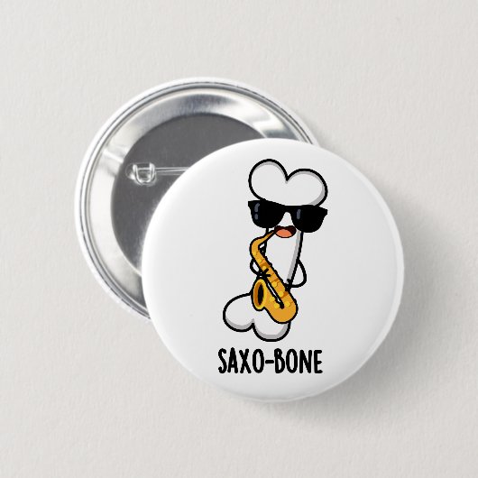 Saxo-bone Funny Bone Funny Music Pun Button (Vorne & Hinten)