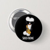 Saxo-bone Funny Bone Funny Music Pun Dark BG Button (Vorne & Hinten)