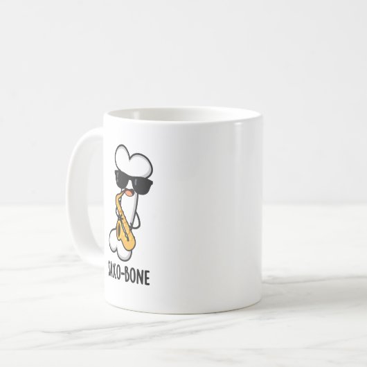 Saxo-bone Funny Bone Funny Music Pun Kaffeetasse (Vorderseite Links)