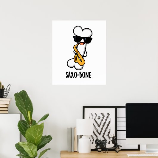 Saxo-bone Funny Bone Funny Music Pun Poster (Heimbüro)