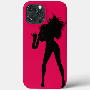Saxo Jazz Music Girl - Deine Farbe - Text Case-Mate iPhone Hülle