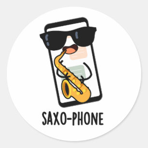 Saxo-phone Lustige Handyscherze  Runder Aufkleber