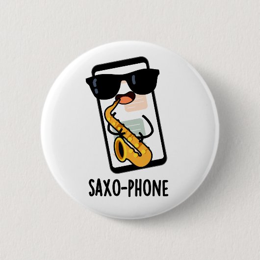 Saxo-Telefon Funny Handy Puns Button (Vorderseite)