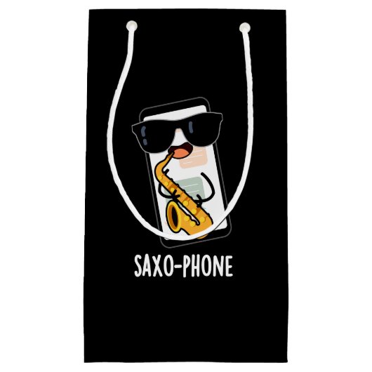 Saxo-Telefon Funny Handy Puns Dark BG Kleine Geschenktüte (Vorderseite)