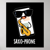 Saxo-Telefon Funny Handy Puns Dark BG Poster (Vorne)