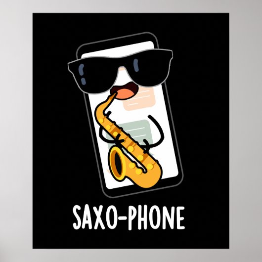 Saxo-Telefon Funny Handy Puns Dark BG Poster (Vorne)