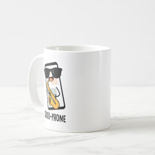 Saxo-Telefon Funny Handy Puns Kaffeetasse (Vorderseite Links)