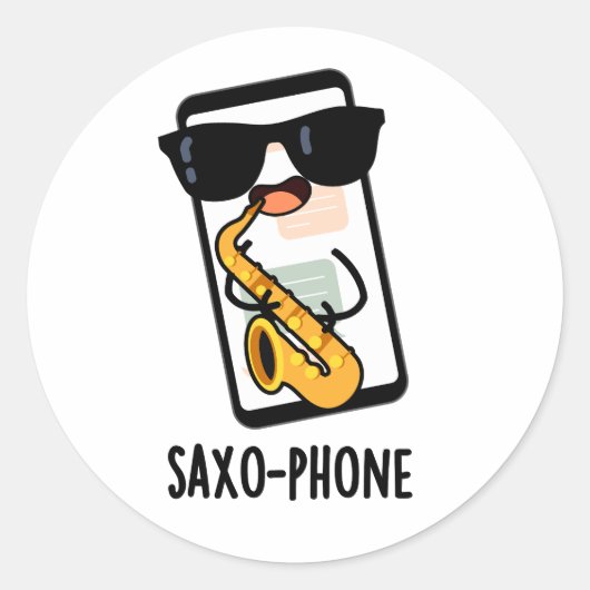 Saxo-Telefon Funny Handy Puns Runder Aufkleber (Vorderseite)