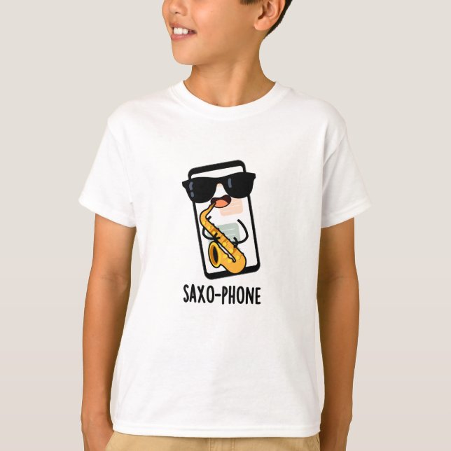 Saxo-Telefon Funny Handy Puns T-Shirt (Vorderseite)