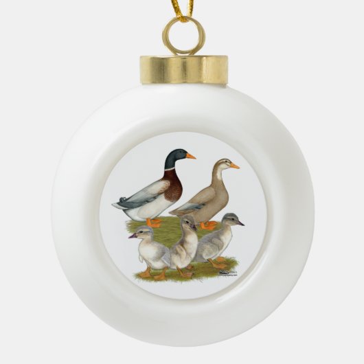 Saxony Duck Family Keramik Kugel-Ornament (Vorderseite)