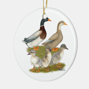 Saxony Duck Family Keramik Ornament