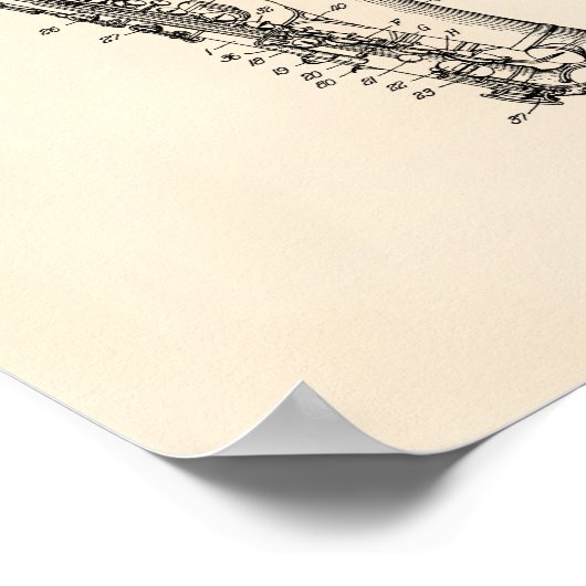 Saxophon 1949 Patent Art Old Peper Poster (Ecke)