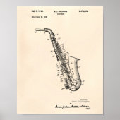 Saxophon 1949 Patent Art Old Peper Poster (Vorne)