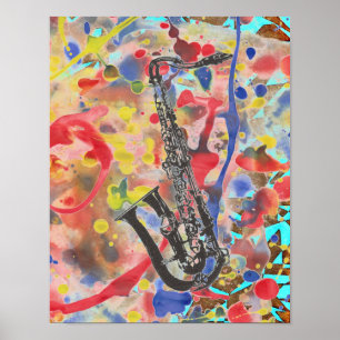 Saxophon Abstrakt Poster