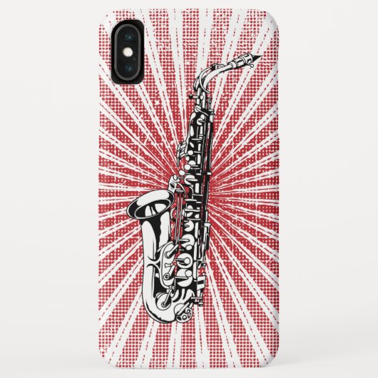 Saxophon auf Schmutz-Rot-Sonnendurchbruch Case-Mate iPhone Hülle (Rückseite)