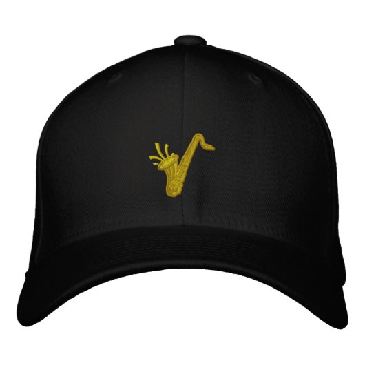 Saxophon bestickte Mütze Baseballkappe (Vorderseite)