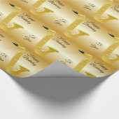 Saxophon Birthday Wrapping Paper Geschenkpapier (Ecke)