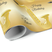 Saxophon Birthday Wrapping Paper Geschenkpapier (Rolleneckpunkt)
