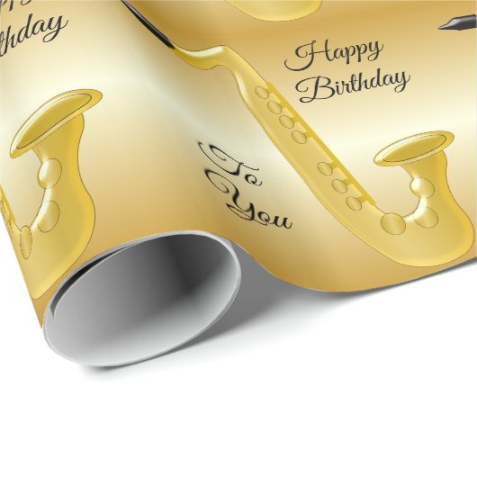 Saxophon Birthday Wrapping Paper Geschenkpapier (Rolleneckpunkt)