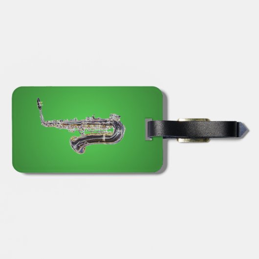 Saxophon-Cartoon Gepäckanhänger (Rückseite horizontal)