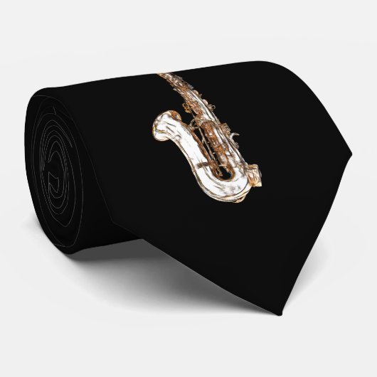 Saxophon-Cartoon Krawatte (Gerollt)