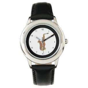 Saxophon-Cartoons ansehen Armbanduhr