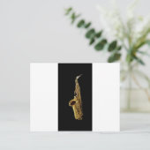 Saxophon Charcoal Background ~ Sax Postkarte (Stehend Vorderseite)