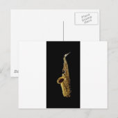 Saxophon Charcoal Background ~ Sax Postkarte (Vorne/Hinten)