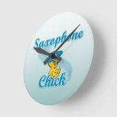 Saxophon Chick #3 Runde Wanduhr (Winkel)