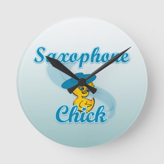 Saxophon Chick #3 Runde Wanduhr (Vorderseite)