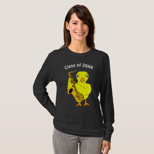 Saxophon Chick Abschluss T-Shirt (Vorne ganz)