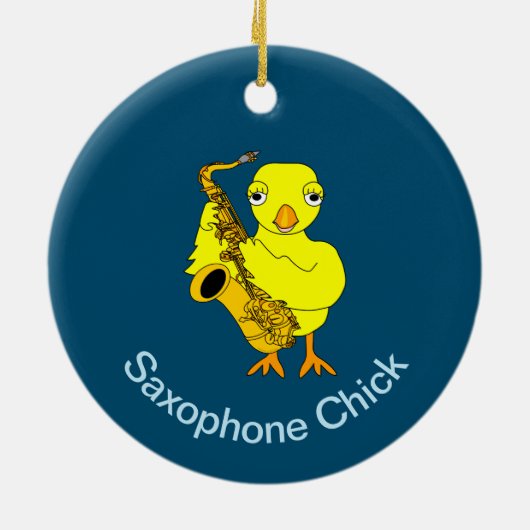 Saxophon Chick Keramik Ornament (Hinten)