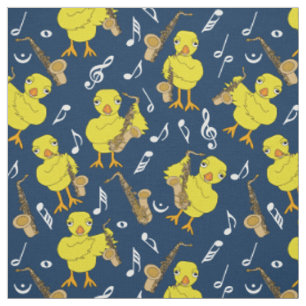 Saxophon Chick Musiknoten Stoff