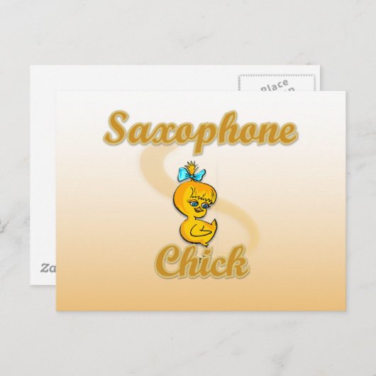 Saxophon Chick Postkarte (Vorne/Hinten)