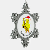 Saxophon Chick Schneeflocken Zinn-Ornament (Links)