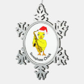 Saxophon Chick Schneeflocken Zinn-Ornament (Rechts)
