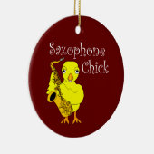 Saxophon Chick Text Keramik Ornament (Rechts)